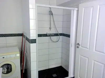 Ein Badezimmer in der Unterkunft Ferienwohnung mit Sauna am Buckowsee