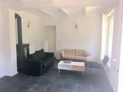Ein Sitzbereich in der Unterkunft Ferienwohnung mit Sauna am Buckowsee