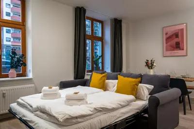 Ein Sitzbereich in der Unterkunft Komm rein und fühle dich zu Hause direkt nahe der Altstadt Spandau und am Wasser