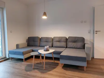 Ein Sitzbereich in der Unterkunft Ferienwohnung Rathenow an der Havel