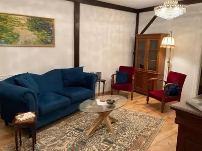 Ein Sitzbereich in der Unterkunft Dorfstübchen
