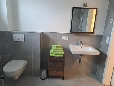 Ein Badezimmer in der Unterkunft Ferienhaus Spreewaldliebe