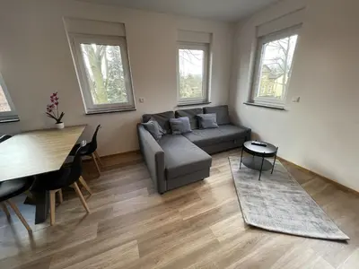 Ein Sitzbereich in der Unterkunft Neubauwohnung im Herzen Panketal