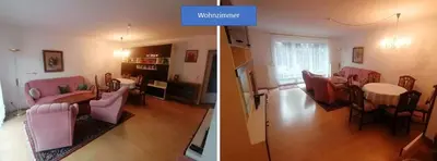 Ein Sitzbereich in der Unterkunft Wohnidyll in Zeuthen bei Berlin