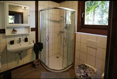 Ein Badezimmer in der Unterkunft Hof Lillge
