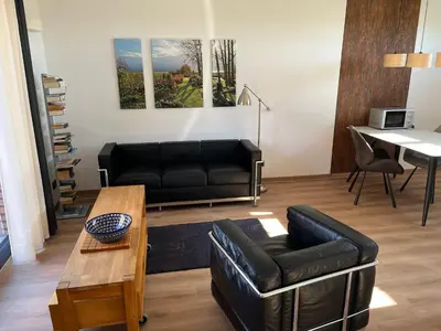 Ein Sitzbereich in der Unterkunft Apartment auf dem Land bei Neuruppin