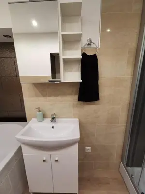 Ein Badezimmer in der Unterkunft Haus am Nymphensee1