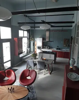 Ein Sitzbereich in der Unterkunft Ferienwohnung Bad Freienwalde
