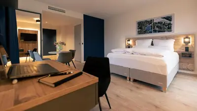 Ein Bett oder Betten in einem Zimmer der Unterkunft SpreeBlau Apartments