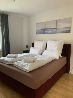 Ein Bett oder Betten in einem Zimmer der Unterkunft Ferienwohnung im Spreewald Lübben 2,5km