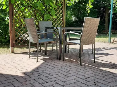 Ein Patio oder anderer Außenbereich in der Unterkunft Ferienwohnung im Spreewald Lübben 2,5km