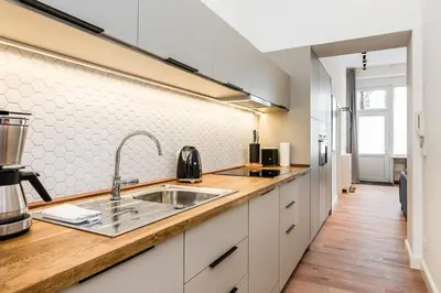 Küche/Küchenzeile in der Unterkunft Neues Design-Apartment in Friedrichshain